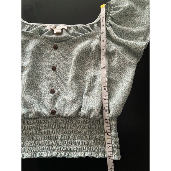 MONTEAU Los Angeles Light Blue Floral Crop Summer Top sz M - Picture 10 of 10